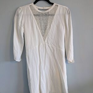 Elegant White Dress with Crochet Detail